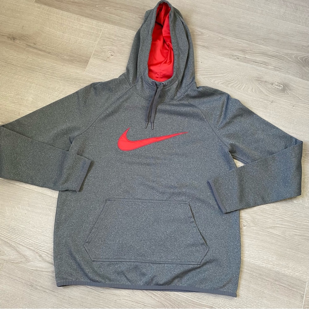 Nike coral-red and Gray Dri-FIT hoodie M